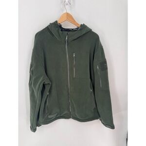 Baerskin Tactical Fleece Hoodie Mens XL Green Full Zip Velcro Utility Jacket